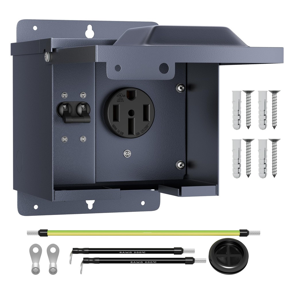 Joinfworld 50 Amp RV Power Outlet Box with Breaker, 50 Breaker