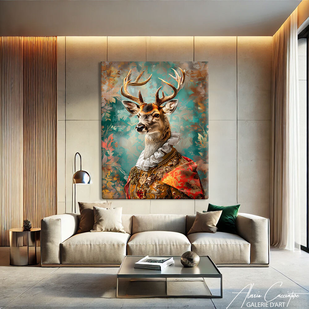Modern Wall Art Framed Deer Canvas Poster Bedroom Art Above Bed Contemporary