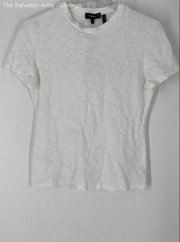 Theory Womens White Crew Neck Short Sleeve Pullover T-Shirt Size Medium
