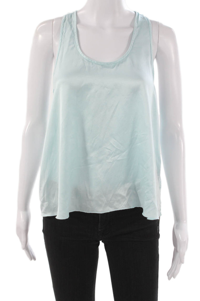 Lunya Womens Silk Basic Sleeveless Scoop Neck Tank Blue Size MFree Shipping in US $100+ Orders | $6.95 Orders Below
