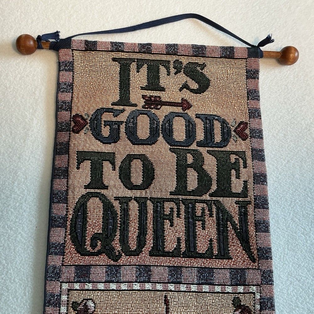 Mary Engelbreit Fabric Tapestry Wall Hanging It's Good To Be Queen Vintage