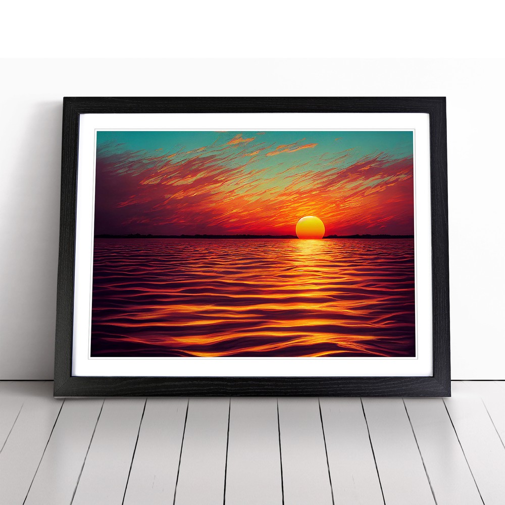 Hopeful Ocean Sunset Wall Art Print Framed Canvas Picture Poster Decor