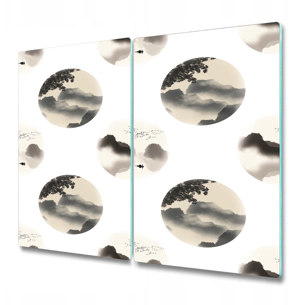 Tempered Glass Worktop Saver Blue White Chinese Ink Landscapes 2x30x52