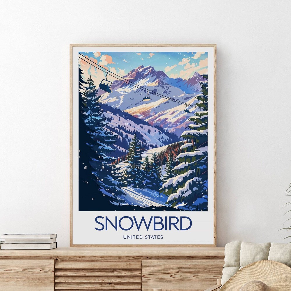 Snowbird Travel Print United States Snowbird Poster Snowbird Ski Poster
