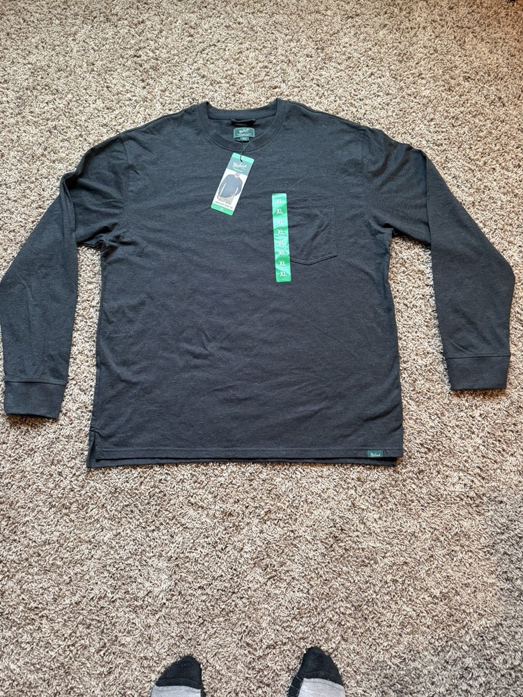 Woolrich Shirt Mens XL Gray Green Label Collection Long Sleeve Pocket Tee NWT