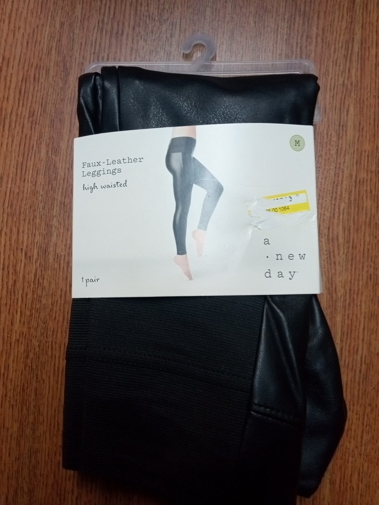 A New Day Womens High Waist Faux Leather Leggings - Black - M (8-10)