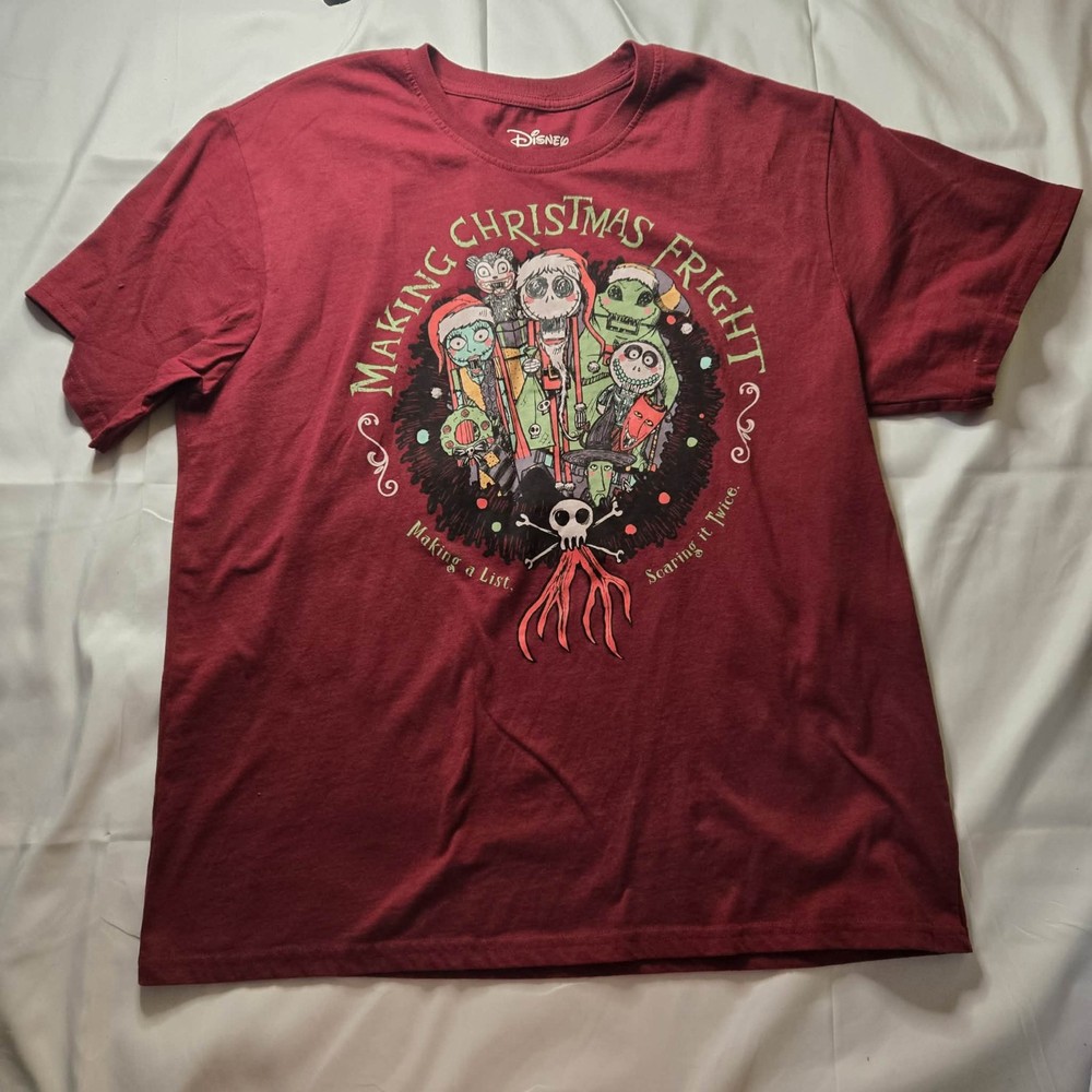 Disney Nightmare Before Christmas Making Christmas Fright Red T-Shirt XL
