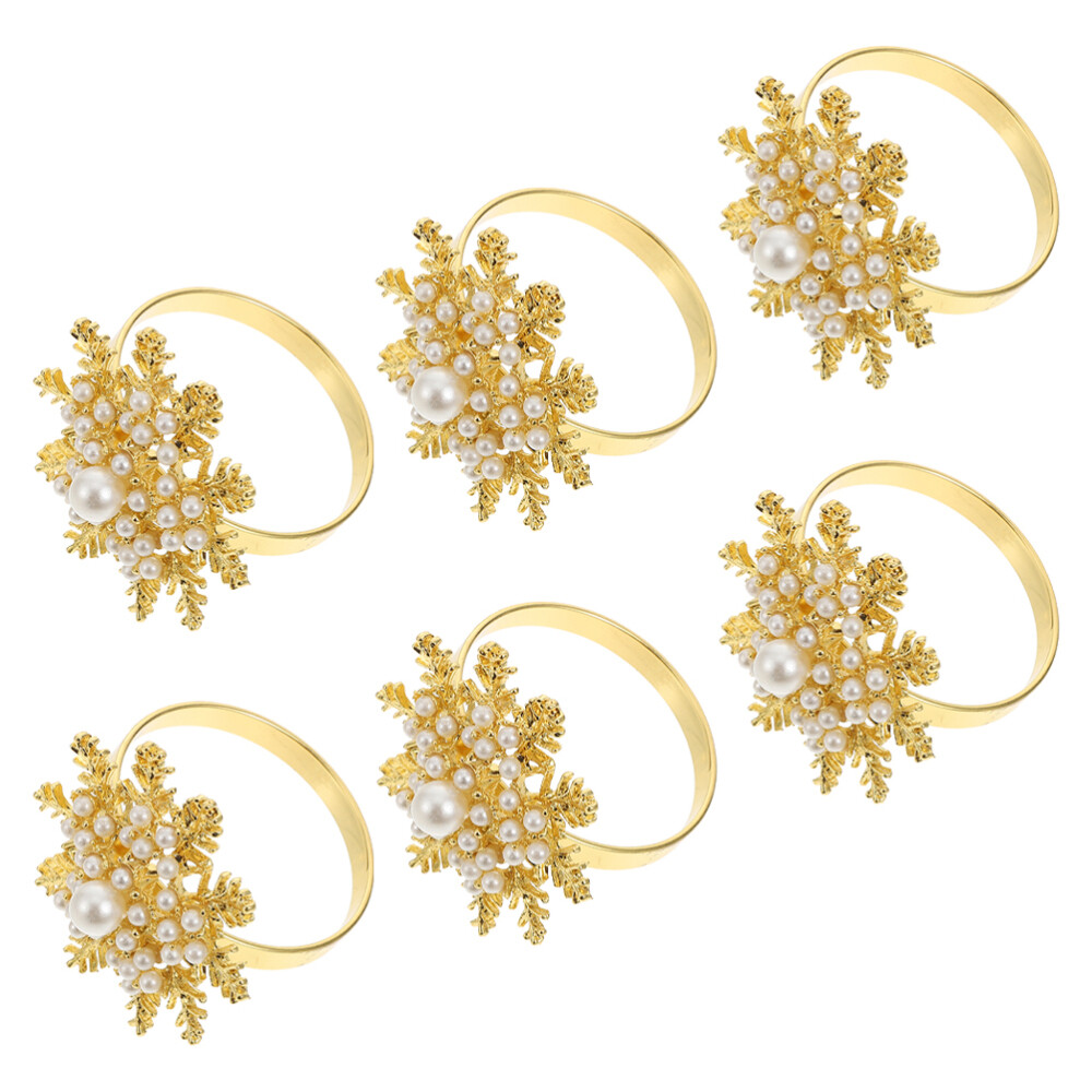 6 Pcs Holders Snowflake Napkin Buckle Festive Table Decorations Banquet