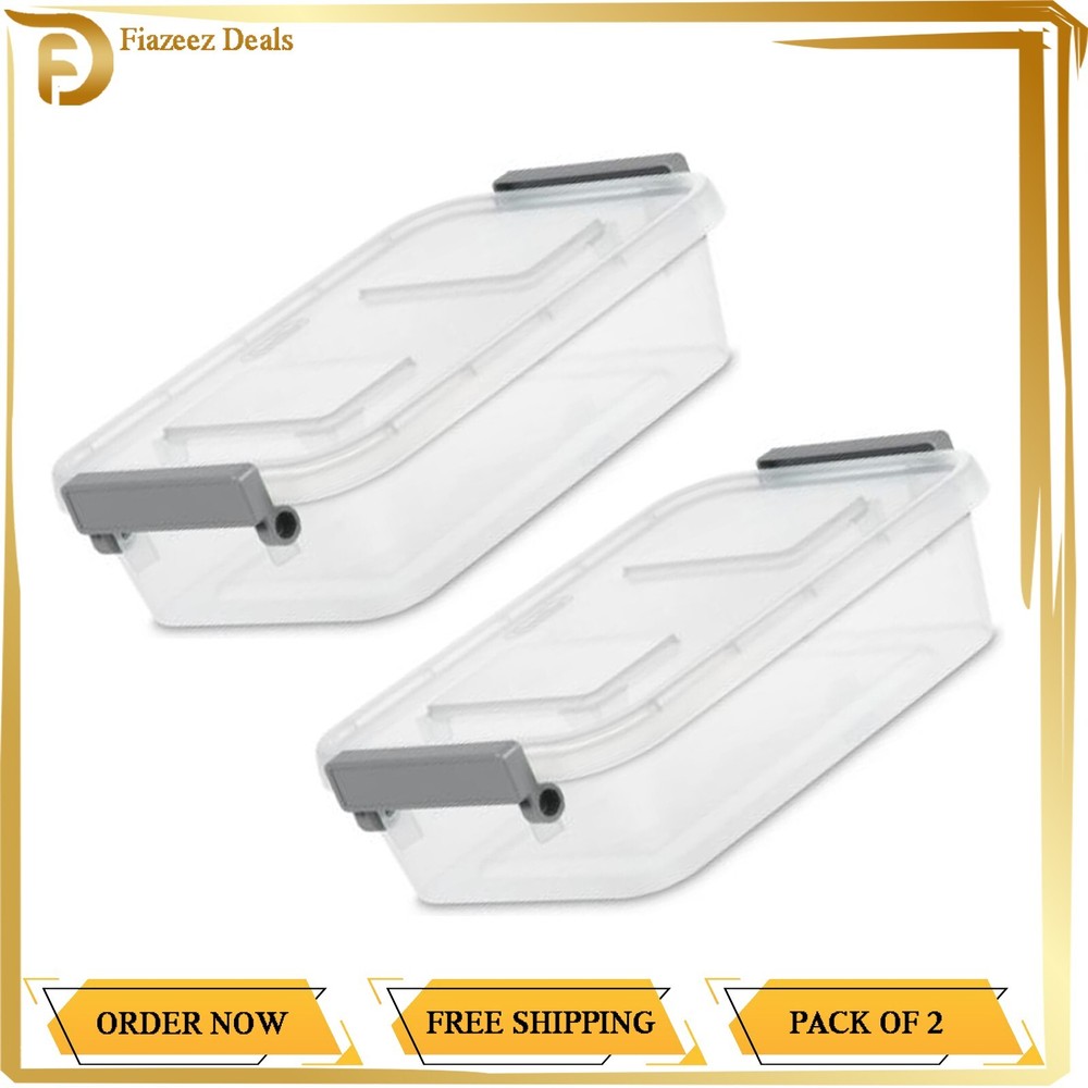 (2-Pack) 2.7 Qt Stackable Plastic Modular Latch Storage Bins with Lids