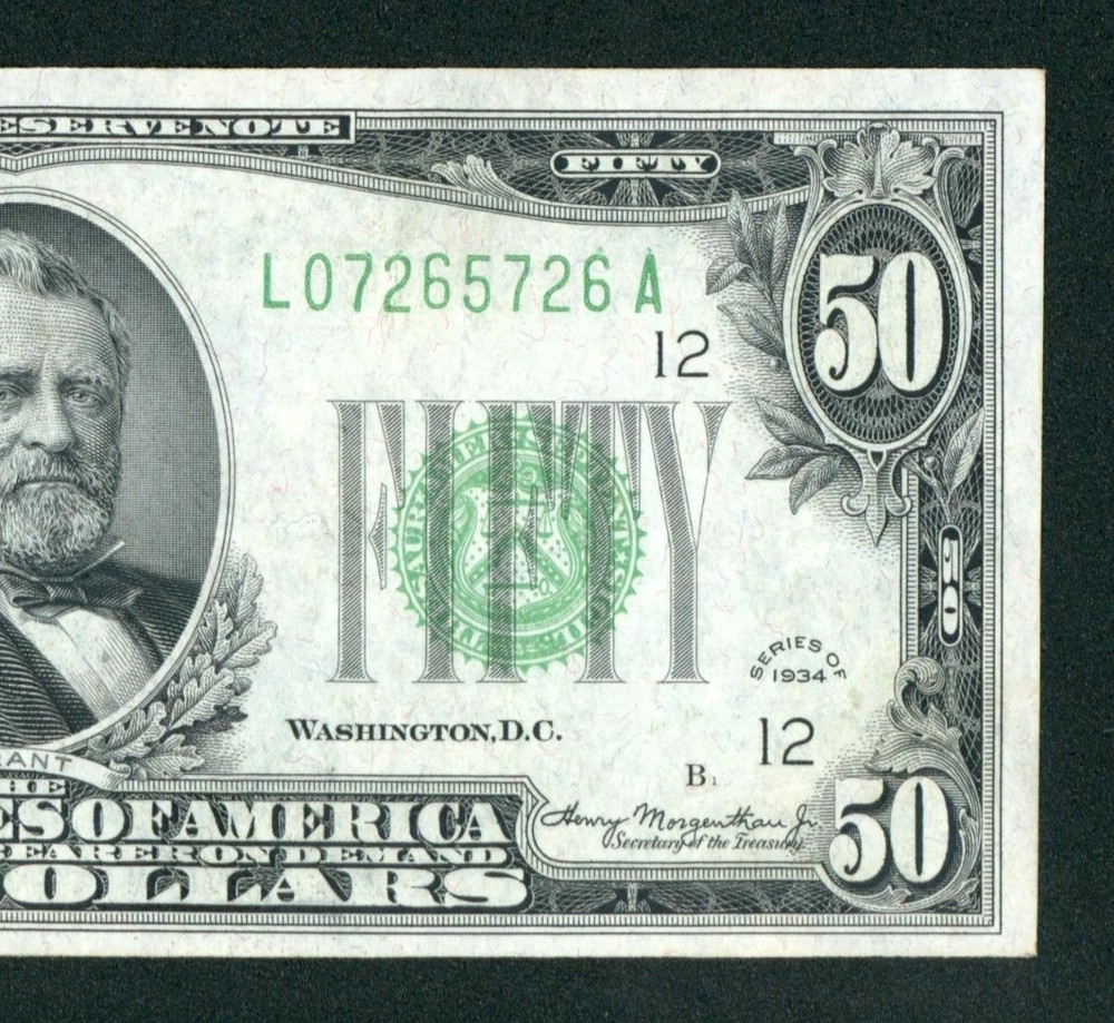 $50 1934 ((VF+)) Federal Reserve Note ** PAPER CURRENCY AUCTIONS