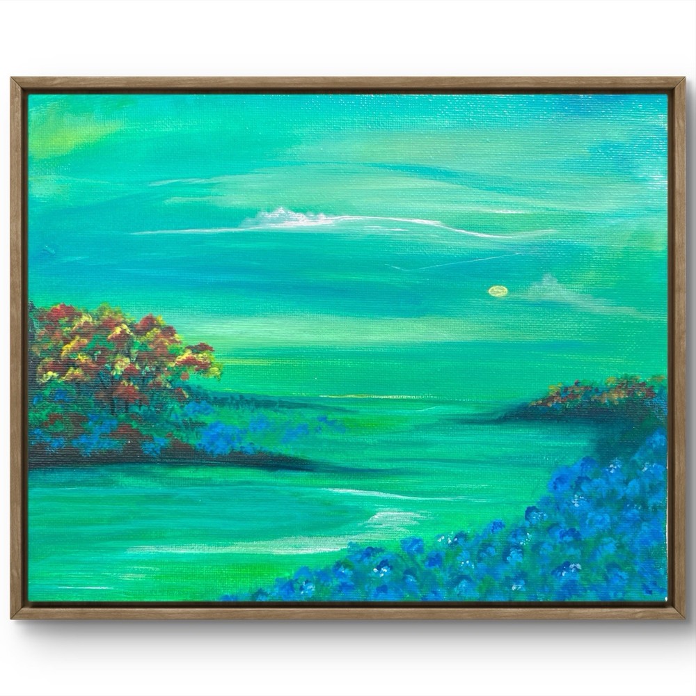 TITA PAINTZ Landscape Seascape Fall Trees Hand Painted Wall Art 8x10 Canvas