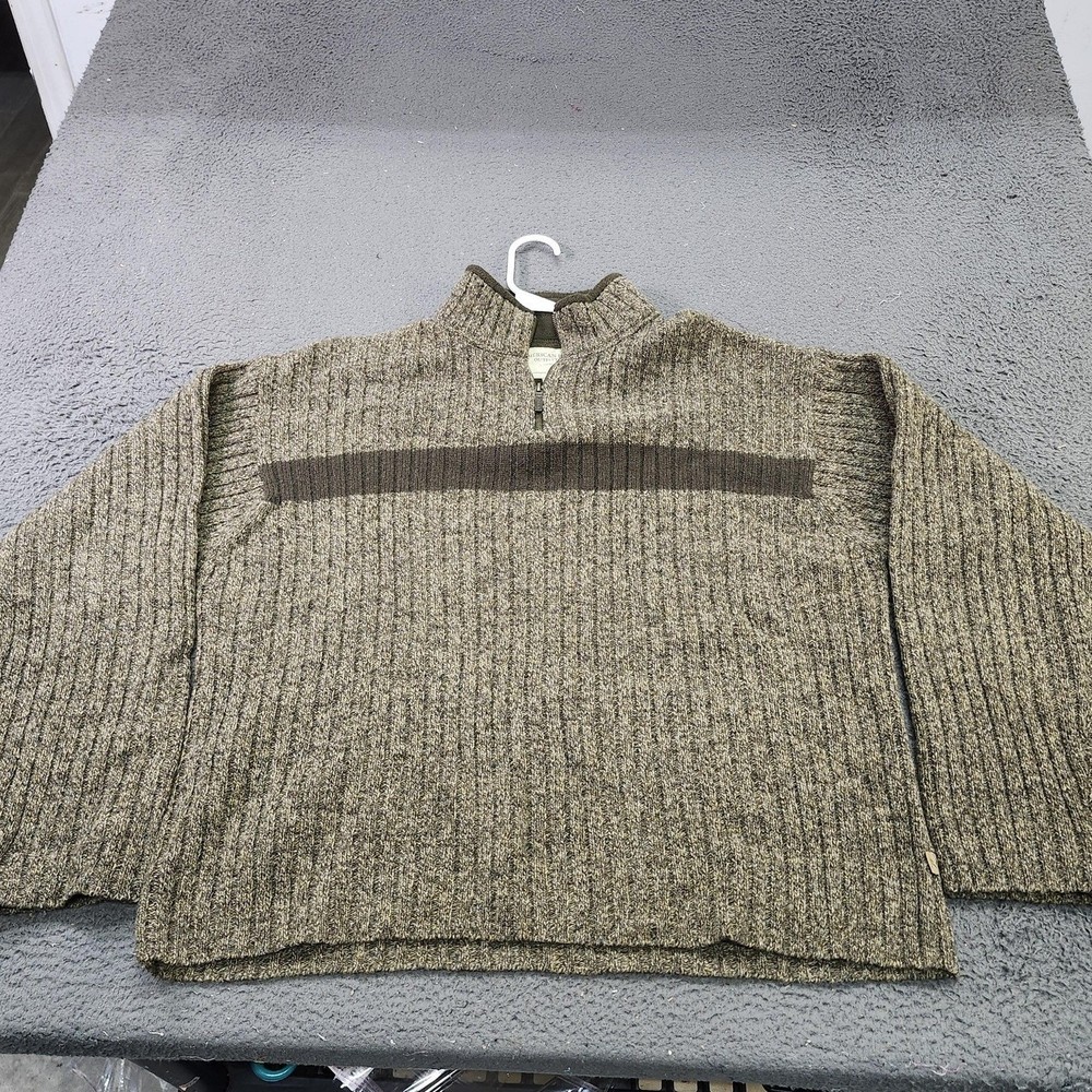 American Eagle Outfitters Sweater Mens XL Brown Wool 1/4 Zip Mock Neck Striped