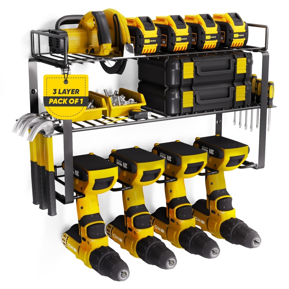 Power Tool Organizer Wall Mount- Heavy-Duty 3-Layers Tool Organizers and Stor...