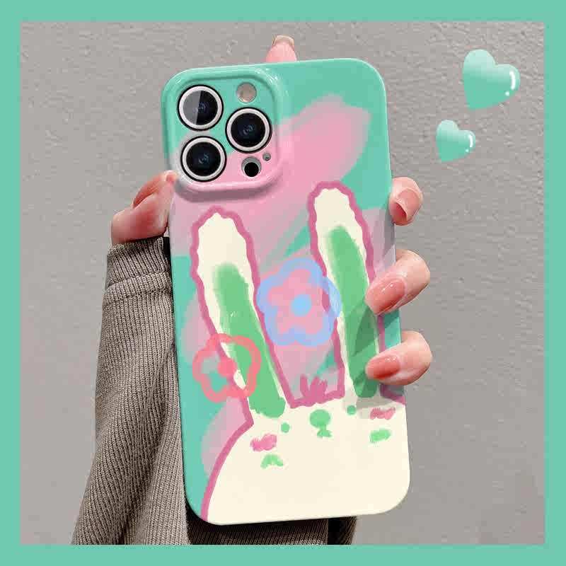 Cober Funda Para iPhone 16 15 14 13 12Pro Max Conejo al óleo Telefono Protectora