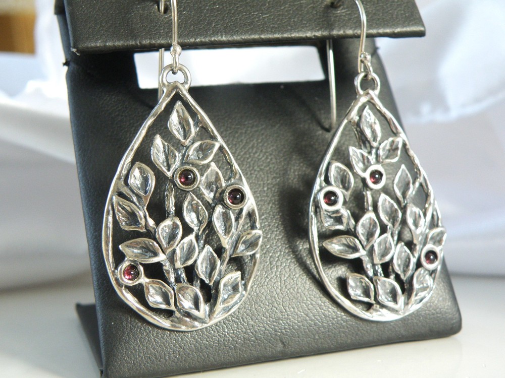 Large Sterling Silver 925 Rustic Or Paz Modernist Long Dangle Drop Earrings