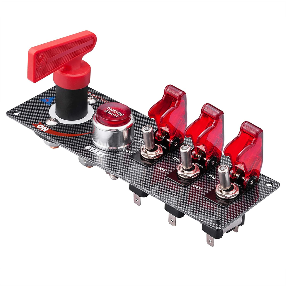 Auto Racing Car Ignition Switch Carbon Fiber Surface Panel 5 in 1 Engine Start P