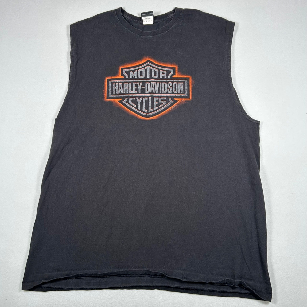 Harley-Davidson Geneva NY Sleeveless Muscle Shirt Men’s 2XL Black Biker Tank Top