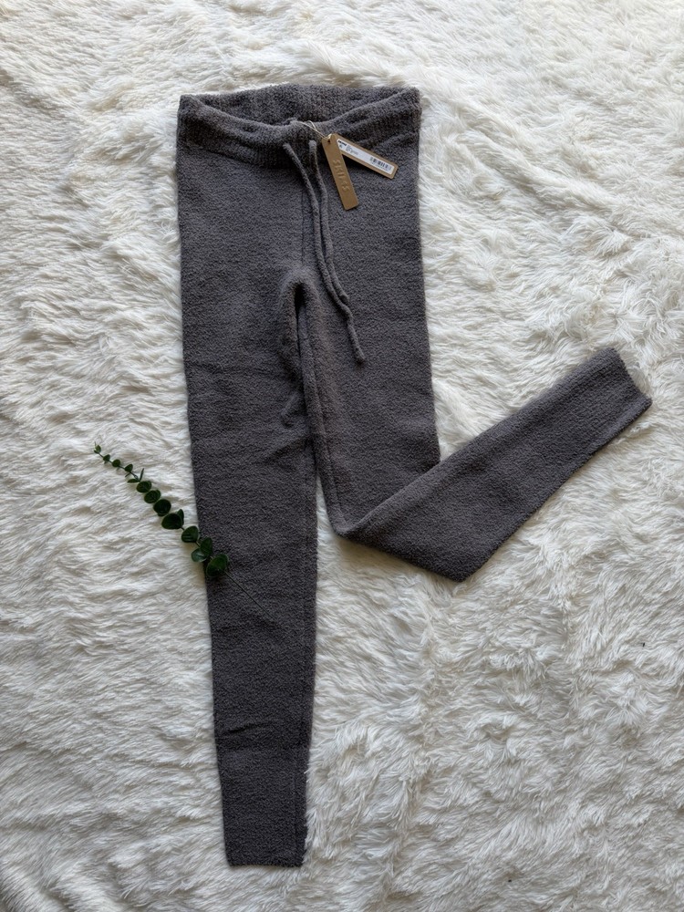 SKIMS Cozy Leggings Grey Chalk XS Women Ankle Knit Drawstring Elastic Waist