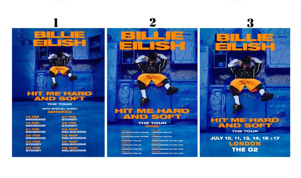 BILLIE EILISH Hit Me Hard & Soft 2025 UK Tour Poster Wall Art Decor No Frame