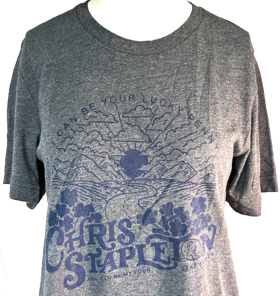 Concert Chris Stapleton Four Leaf Clover Country Western Grey Shirt Womens Small