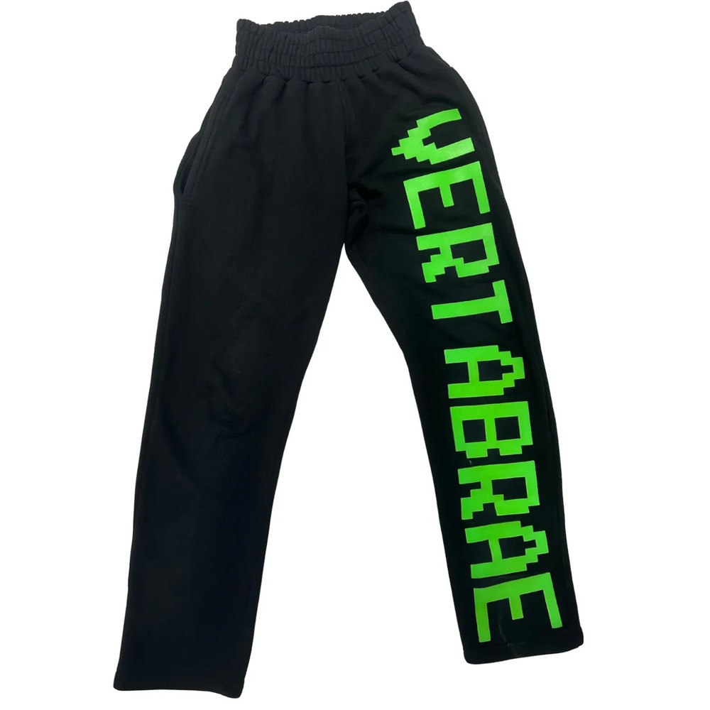 Used Vertebrae Sweatpants Black/Green 0QSUR1VWJLE1 Size M SHIPS FAST