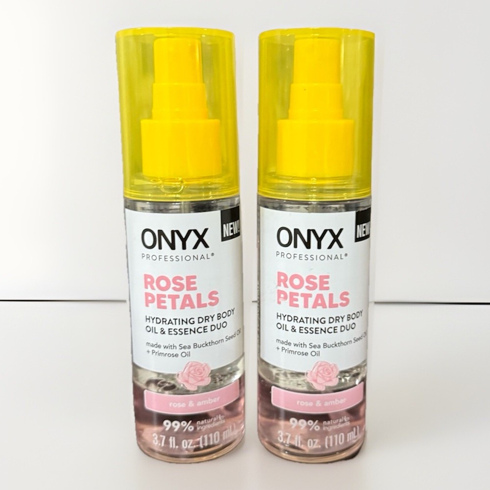 2PK Onyx Rose Petals Hydrating Dry Body Oil & Essence Duo with Rose & Amber 3.7oz