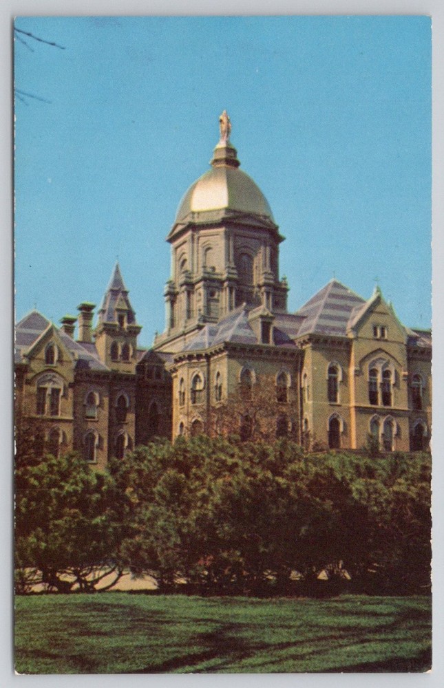 Notre Dame University Golden Dome Administration Building Postcard
