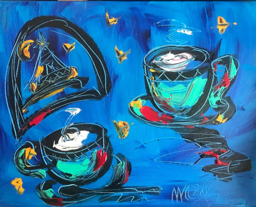 COFFEE TIME ABSTRACT PAINTING Expressionist MODERN ART LARGE VGNGNTJ9h76