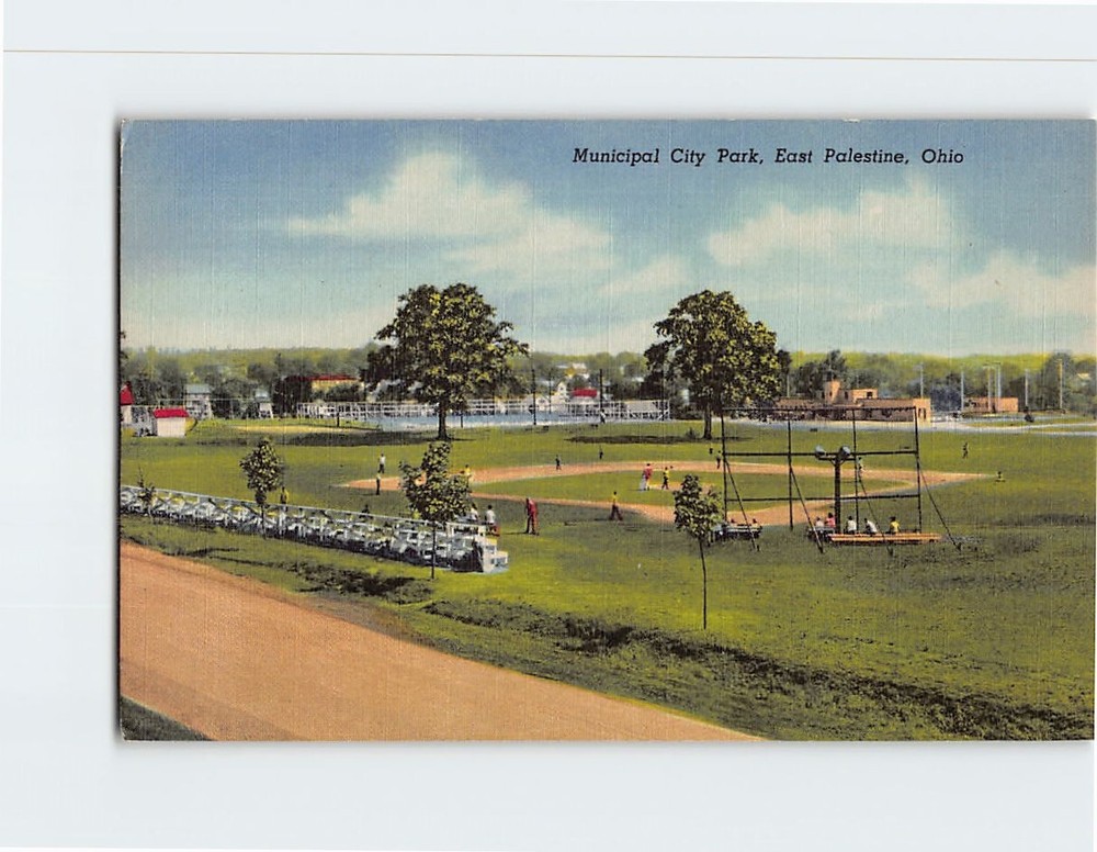 Postcard Scene at Municipal City Park East Palestine Ohio USA