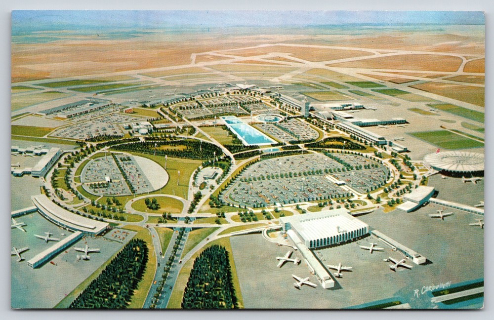 Transportation~Air View Terminal City NY Intl Airport~Vintage Postcard
