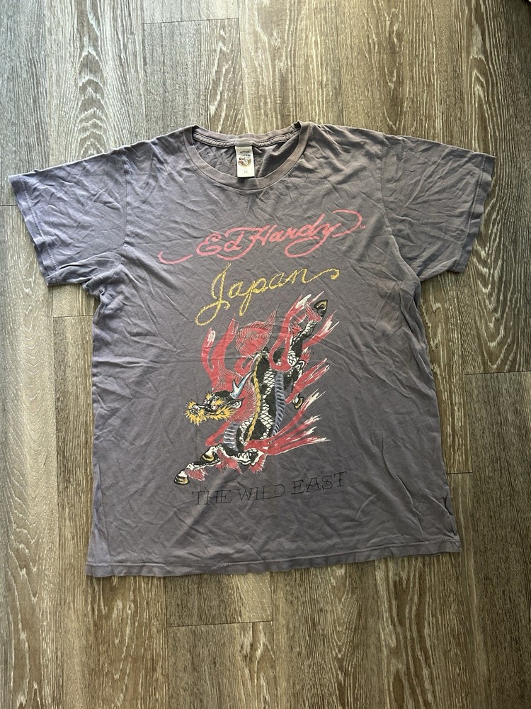 Ed Hardy By Christian Audigier Japan The Wild East Tee Grey Y2K Grunge