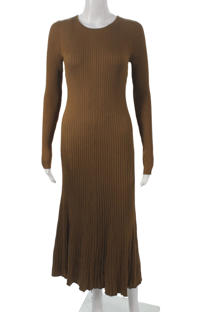 Toccin Womens Sweater Dress Brown Long Sleeve Round Neck Size SFree Shipping in US $100+ Orders | $6.95 Orders Below