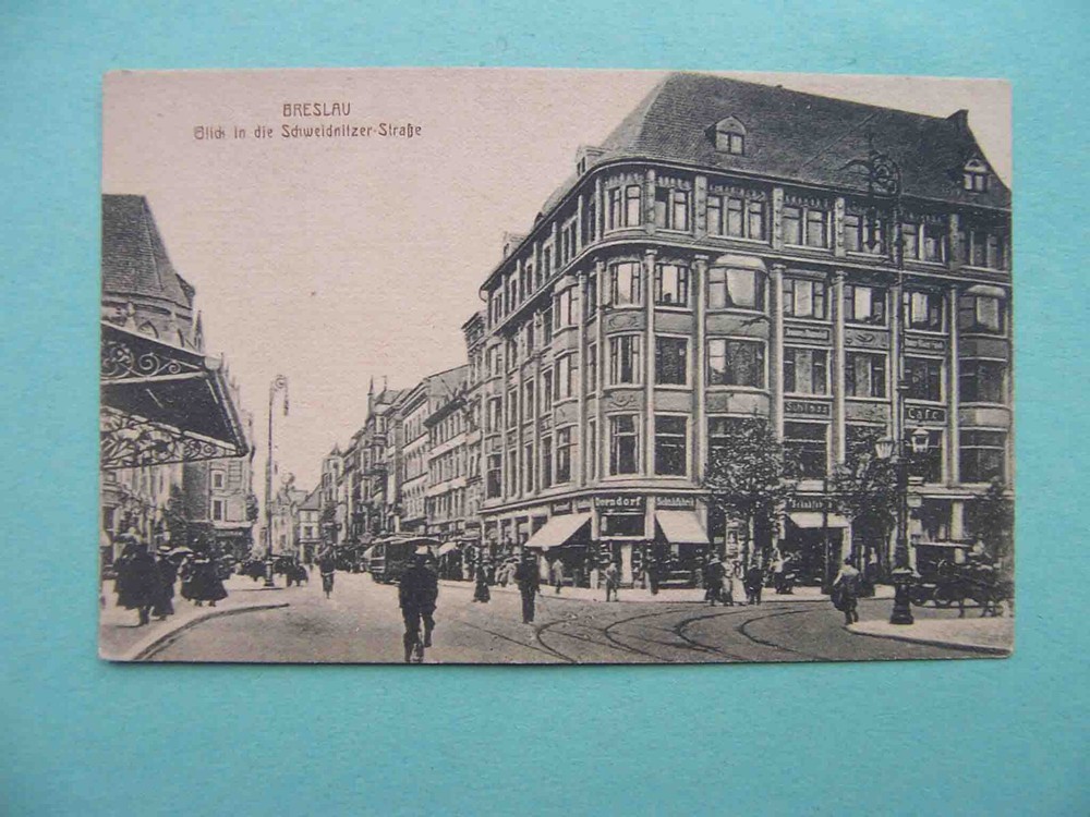POLAND 1910s Wrocław, Breslau. Trade street. Old postcard.