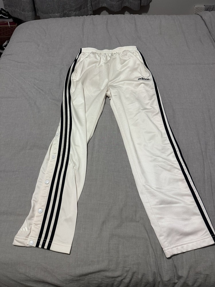 Vintage 90s Adidas white Black Track Snap Away Pants Size Small