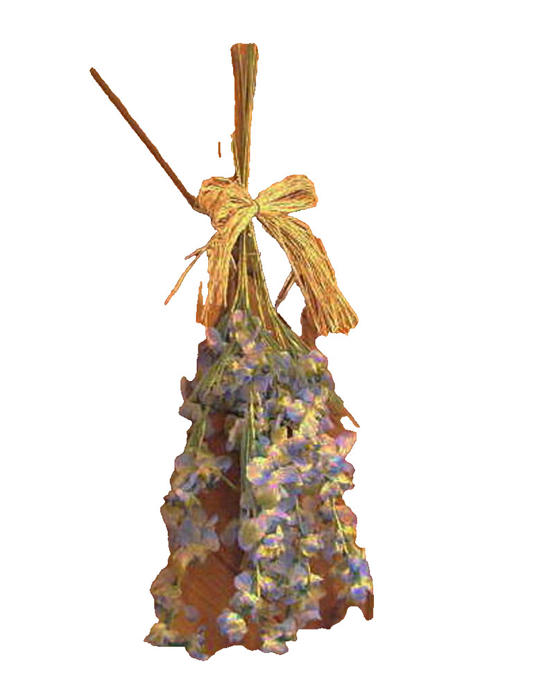 Larkspur Flower Spray Tied With Bow Calming Blue Synthetic Dried Boquet 20 inch