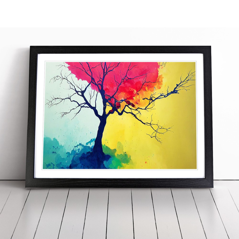 Bright Colourful Tree Abstract Wall Art Print Framed Canvas Picture Poster Decor