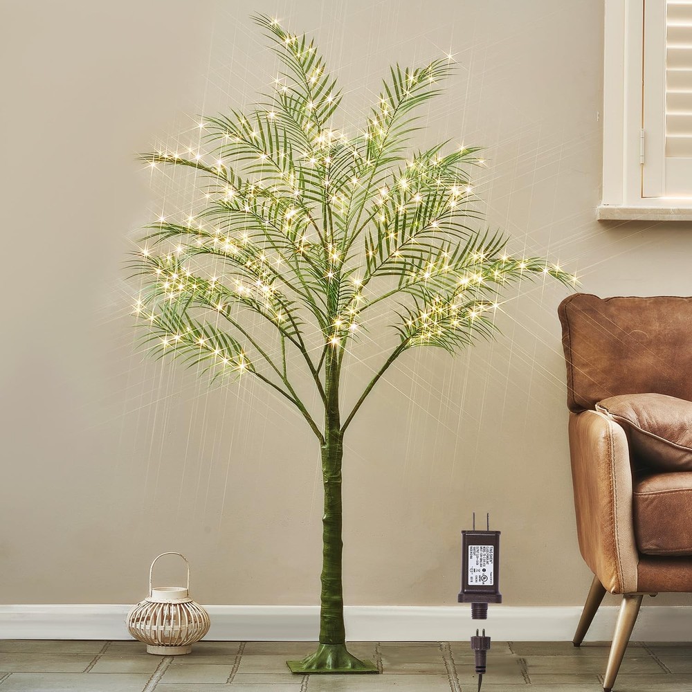 Lighted Palm Tree 4FT 240 LED Fairy Lights, Faux Plant Tree with Lights for I...