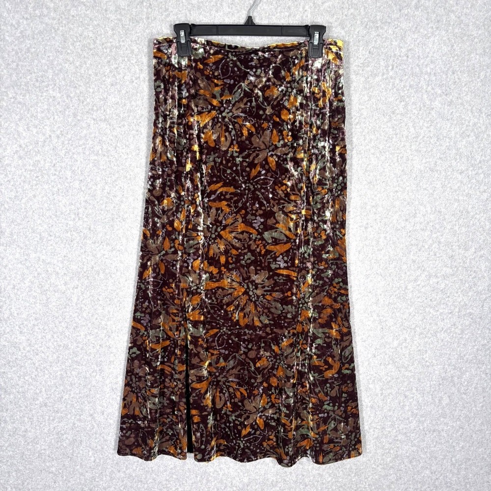 Vintage Velvet Maxi Skirt 8 Chocolate Fairy Forest Grunge Abstract Whimsigoth-image
