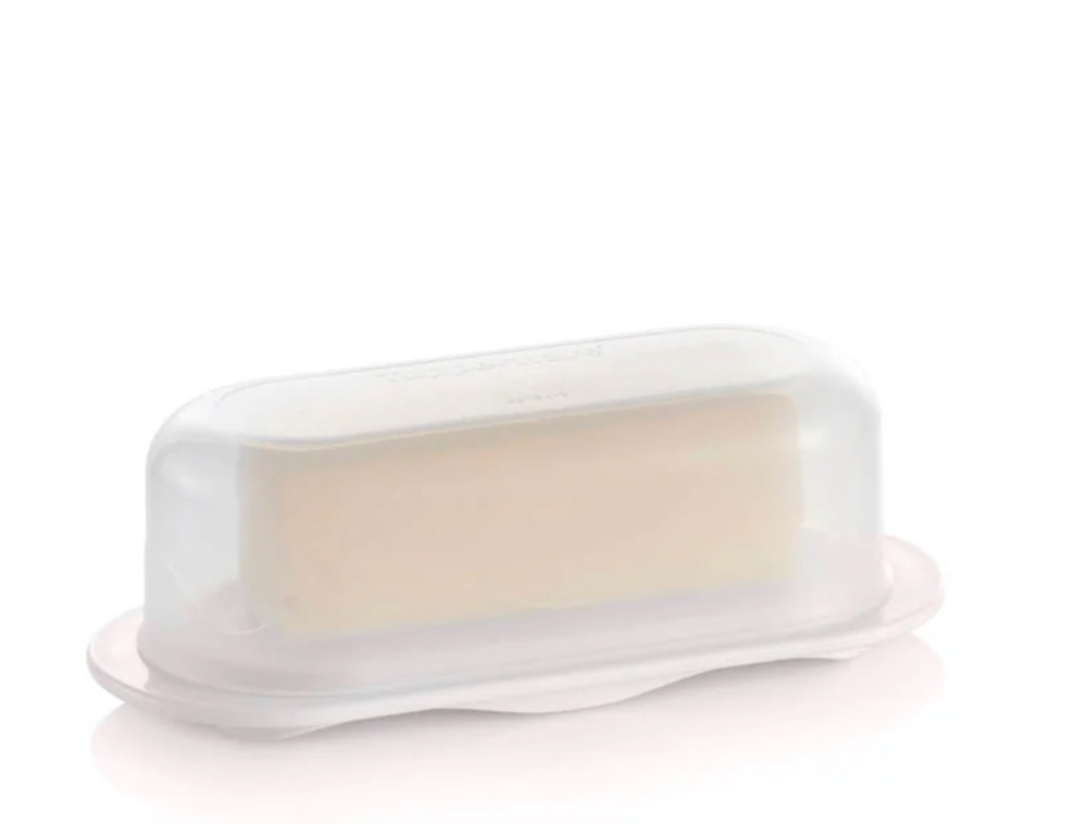 Tupperware Impressions Oval Butter Dish White Clear Cover Brand New
