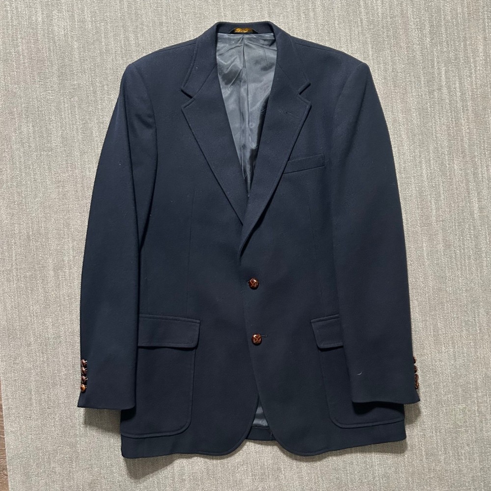Imperial Haggar Mens Navy Wool Blazer Sport Coat Jacket 40R Made in USA
