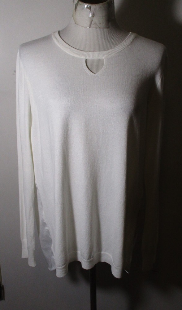 ONE A White Long Sleeve Rayon Blend Top Women's Size L
