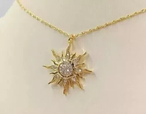 2.20Ct Round Cut Real Moissanite Women's Cluster Pendant 14K Yellow Gold Plated