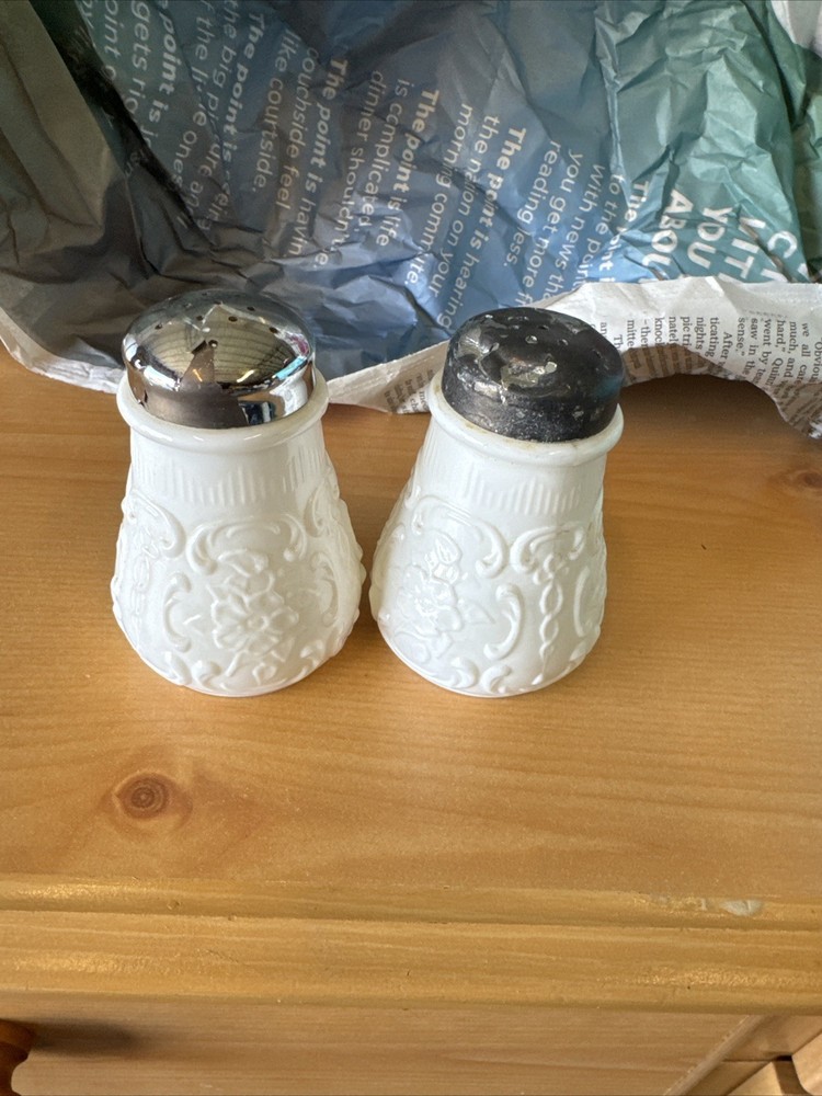 Vintage Milk Glass Salt and Pepper Shakers