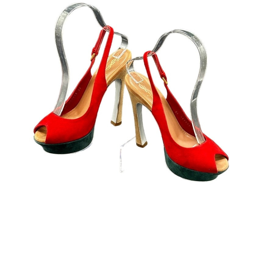 Yves saint Laurent suede peep toe platform