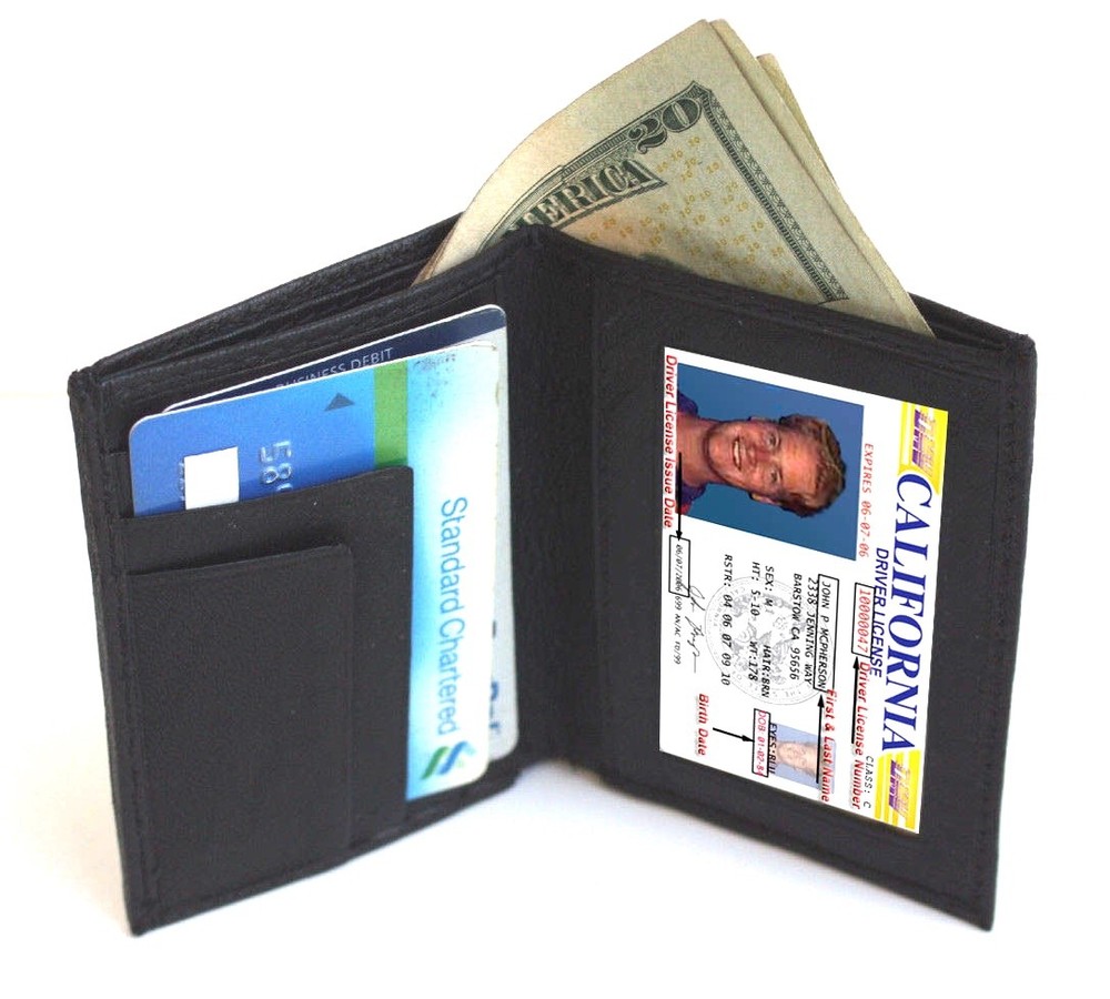 Men’s Genuine Leather Bifold Wallet with ID Window and Card Slots – USA Seller  