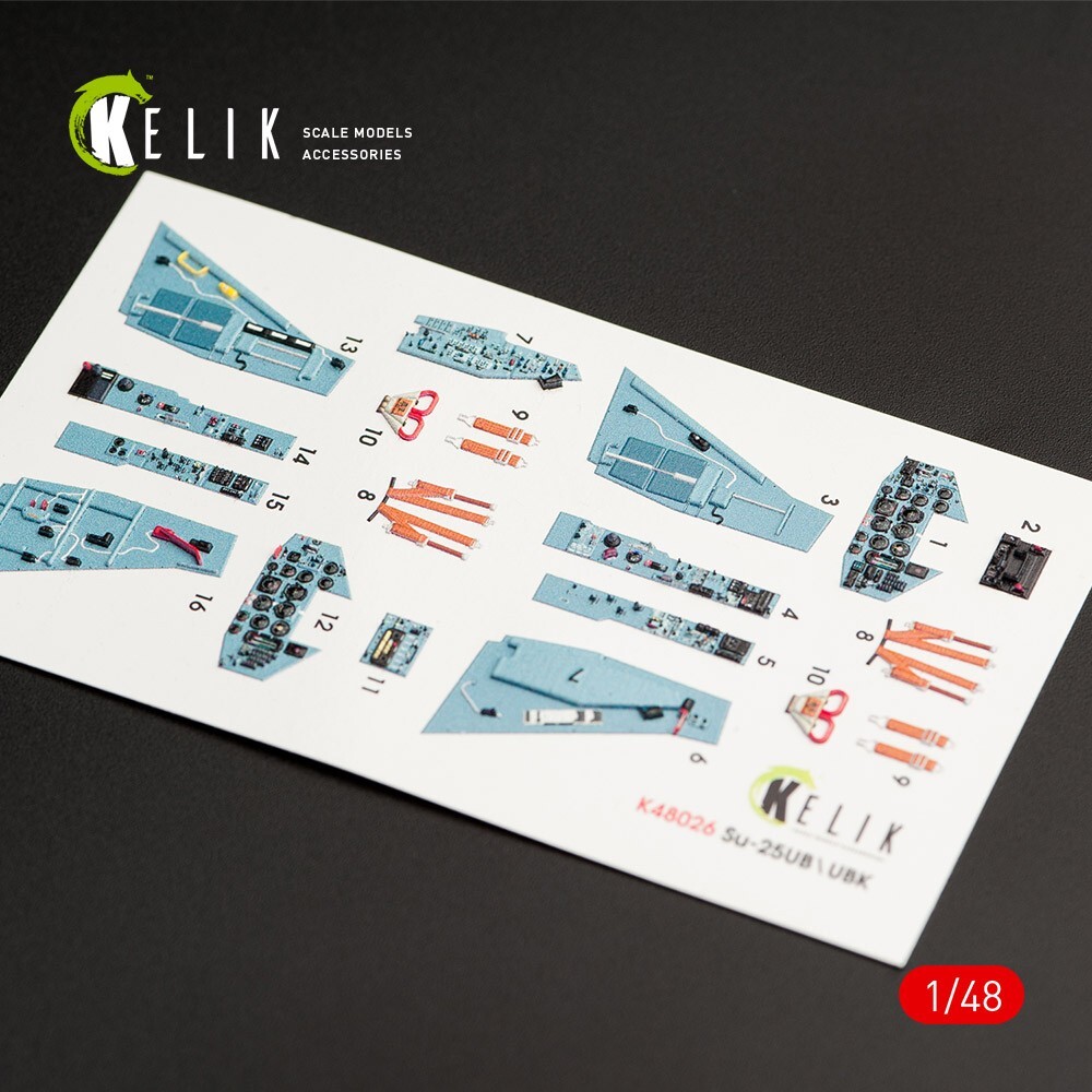 Sukhoi SU-25UB Smer/KP. Interior 3D Decals (for Smer/KP) Scale 1:48 KeliK K48026