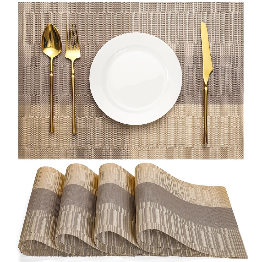 Placemats Set of 4, Vinyl Woven Place Mats Indoor Set of 4 Washable Wipeable ...