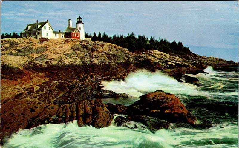 Postcard LIGHTHOUSE SCENE Pemaquid Point Maine ME m/09 AL9897