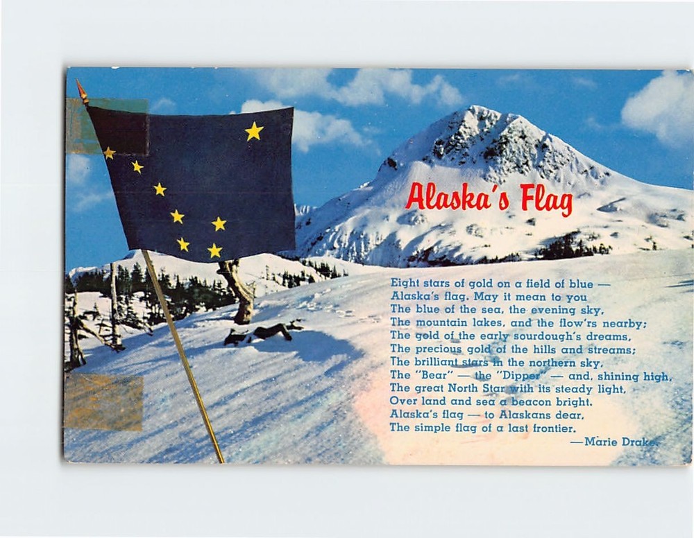 Postcard Alaska's Flag Poem by Marie Drake