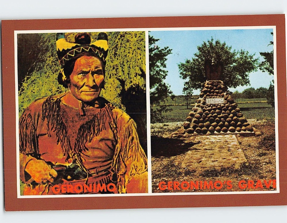 Postcard Geronimo Apache Chief & Geronimo's Grave Oklahoma USA